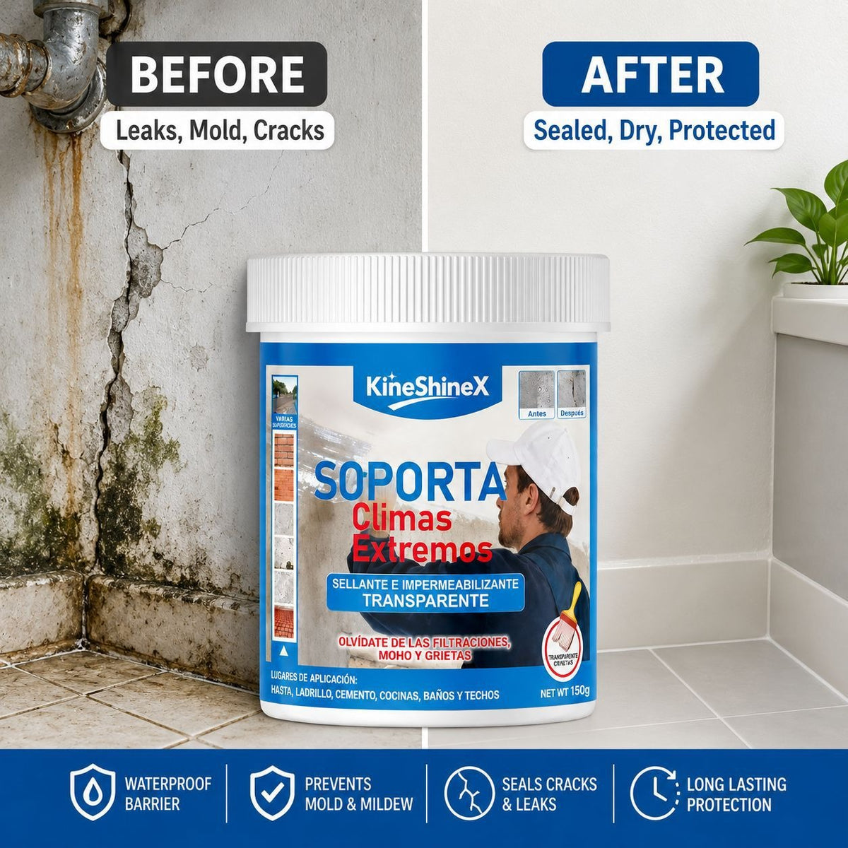Transparent Waterproof Sealant – Flexible Polymer Emulsion Crack Filler for Roof, Walls & Tiles