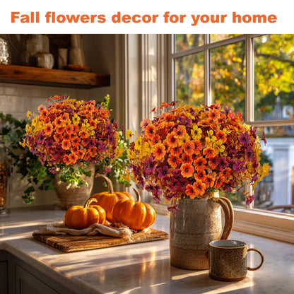 UV-Resistant Silk Daisy Bundles – 8-Pack Autumn Outdoor Decor