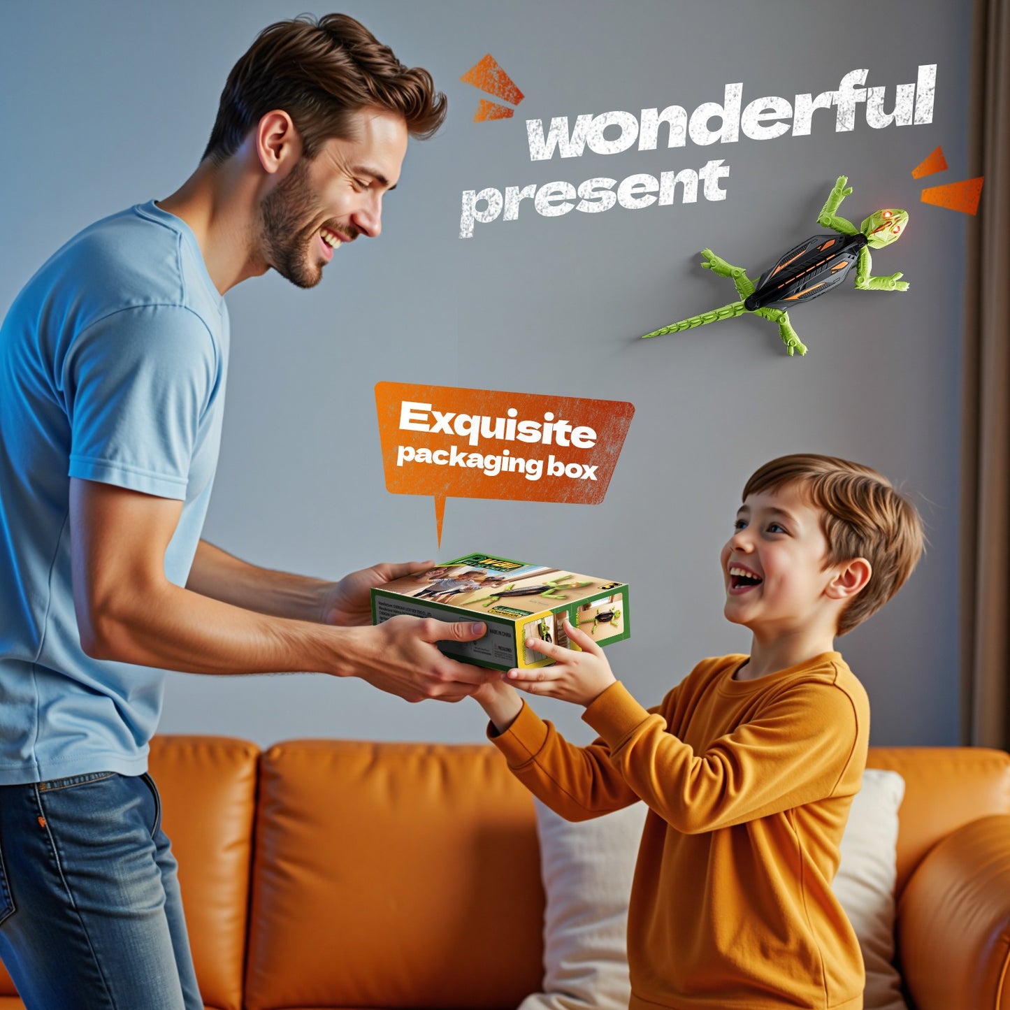Gecko Wall Racer – Remote Control Climbing Gecko with Glowing LED Eyes