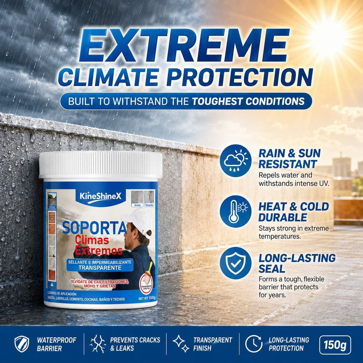 Transparent Waterproof Sealant – Flexible Polymer Emulsion Crack Filler for Roof, Walls & Tiles