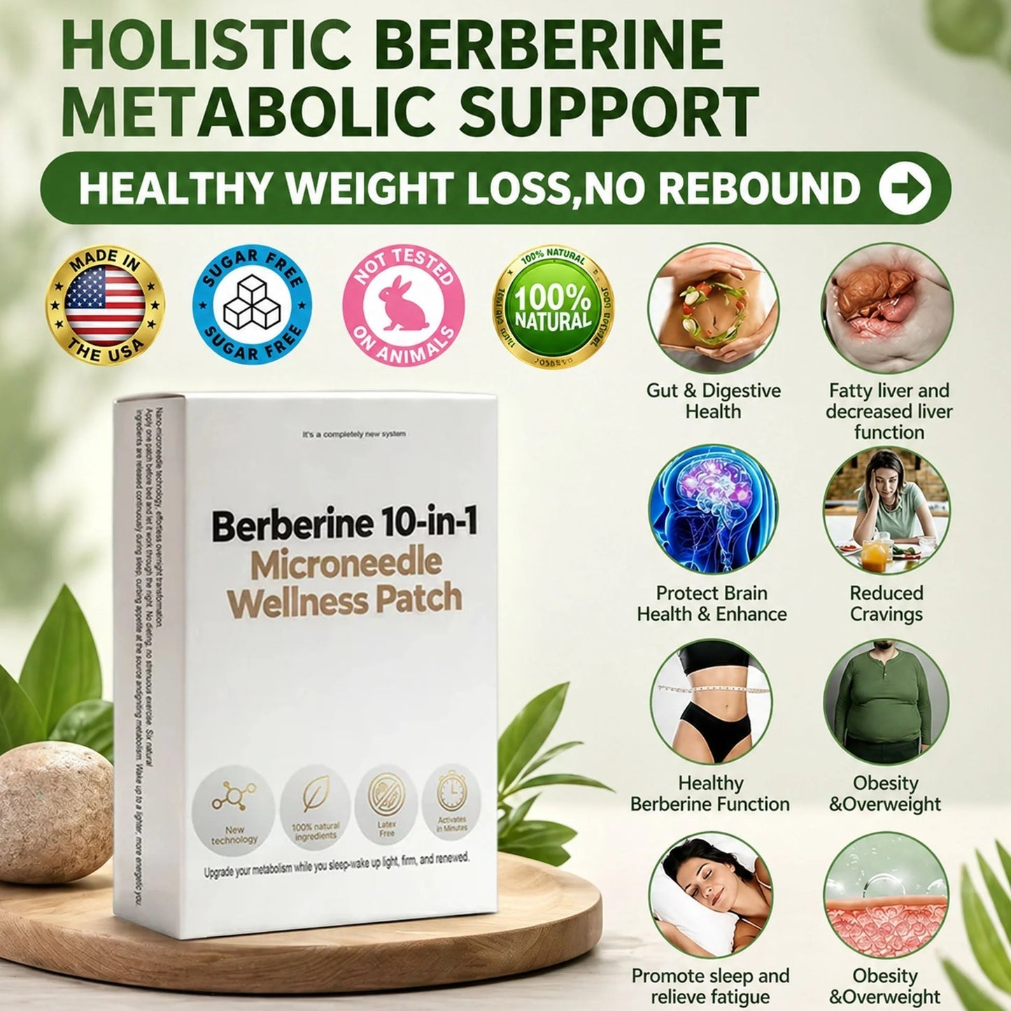 Berberine 10-in-1 Micro-Tip Wellness Patch – Advanced Transdermal Support