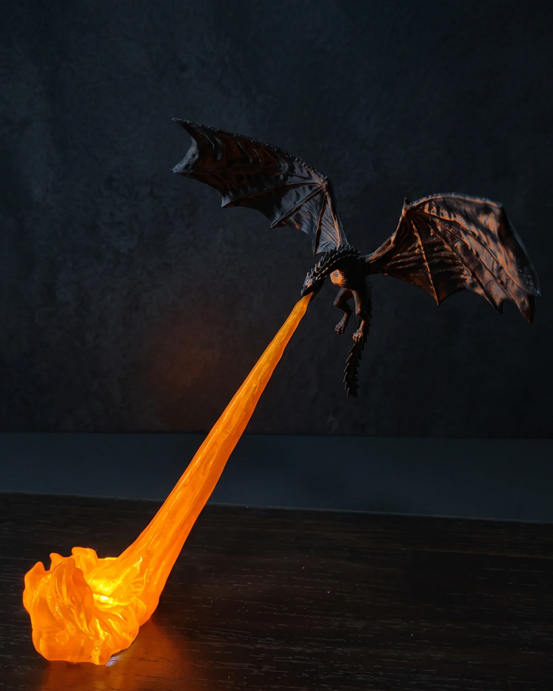 Dragon's Breath Bookshelf Nook Light – 3D Printed Fire Fantasy Decor