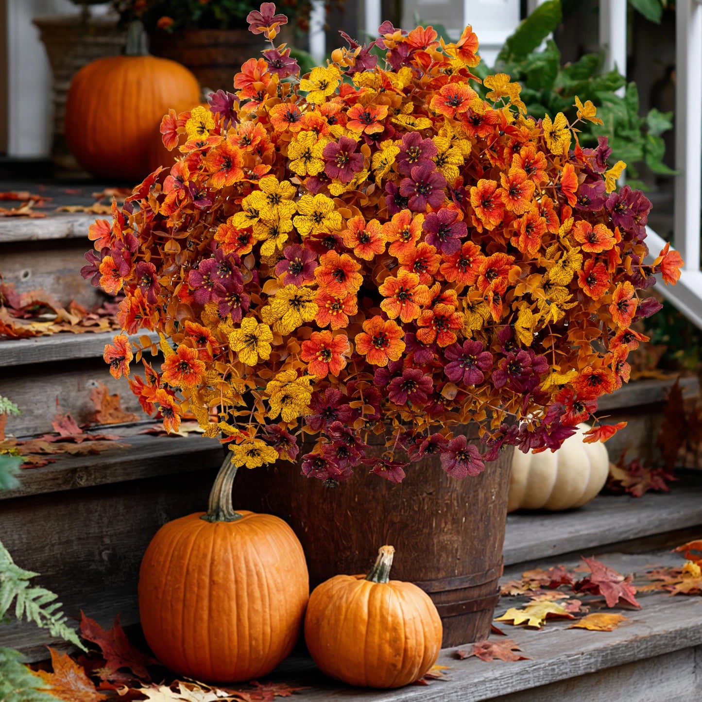 UV-Resistant Silk Daisy Bundles – 8-Pack Autumn Outdoor Decor