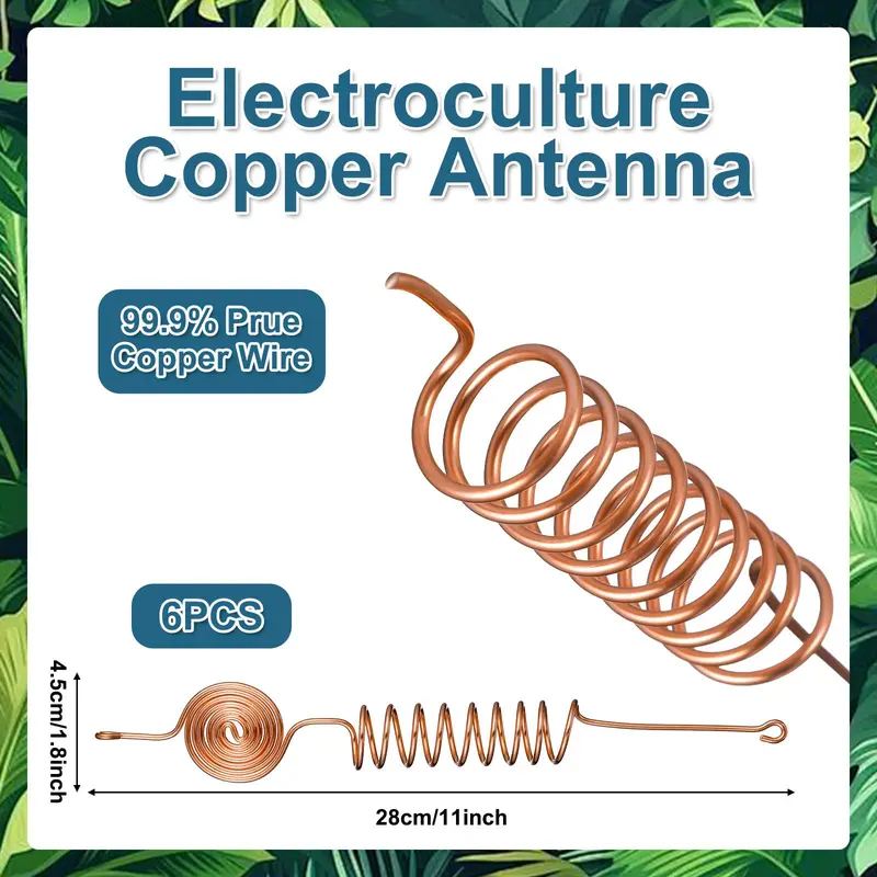 6 Pack 99% Pure Copper Electroculture Kit – 10-Gauge Stakes & Rings