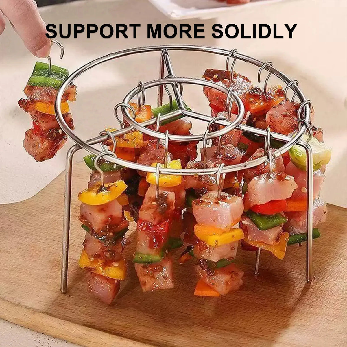 Air Fryer Skewer Rack Set with 24 Skewers — Perfect Sync-Cooked BBQ & Air Fry Meals