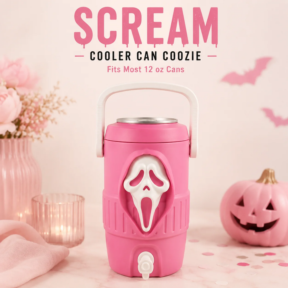 Horror 3D Printed Can Holder – 12oz with Lid, Straw Topper & Opener