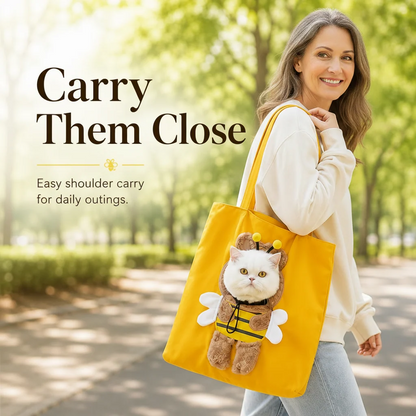Cartoon Character Cat Carrier Tote – Face-Forward Shoulder Bag for Small Pets