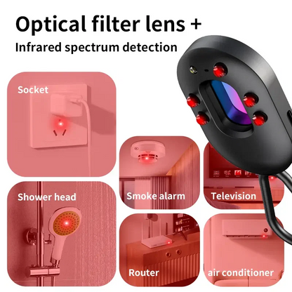 4-in-1 Hidden Camera & GPS Tracker Detector with Vibration Door Alarm – 30H Battery