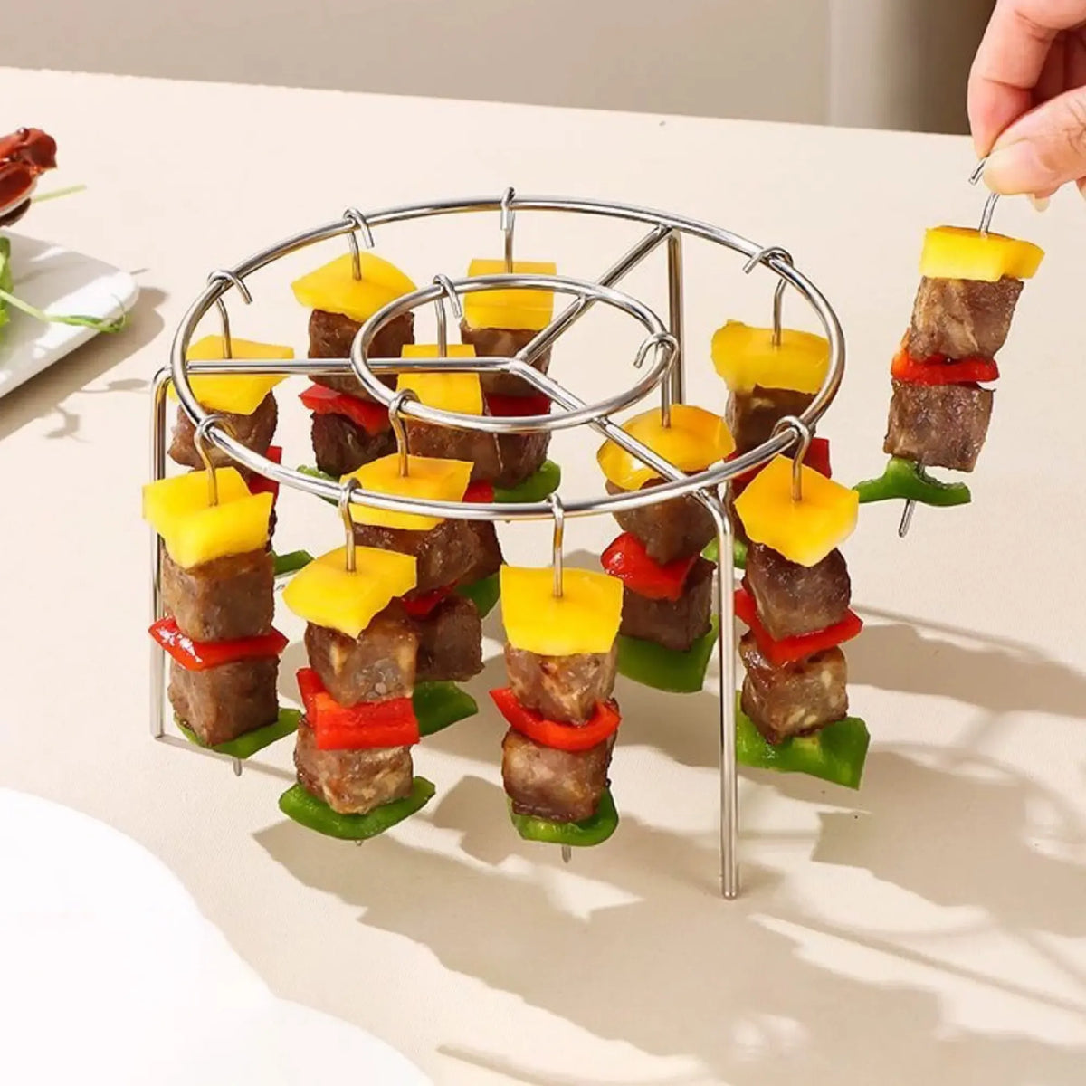 Air Fryer Skewer Rack Set with 24 Skewers — Perfect Sync-Cooked BBQ & Air Fry Meals
