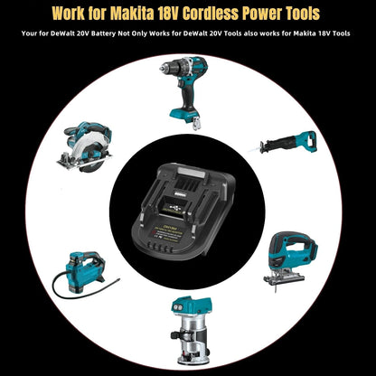 DM18M Makita Adapter – Milwaukee/DeWalt Battery Compatible, USB