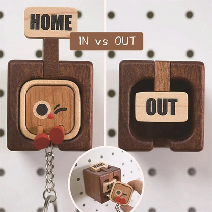 Handmade Wooden Magnetic Key Holder – 3 Cute Cartoon Wall Hooks & Charms