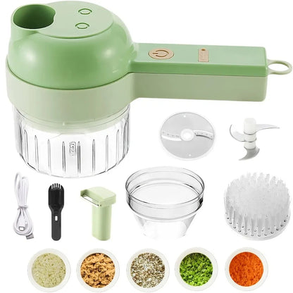 4-in-1 Electric Vegetable Chopper – Wireless Mini Food Processor & Garlic Press