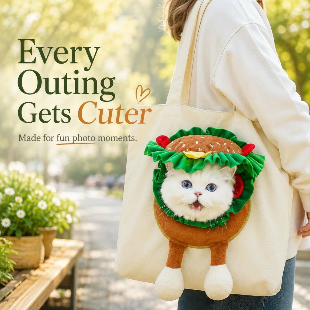 Cartoon Character Cat Carrier Tote – Face-Forward Shoulder Bag for Small Pets