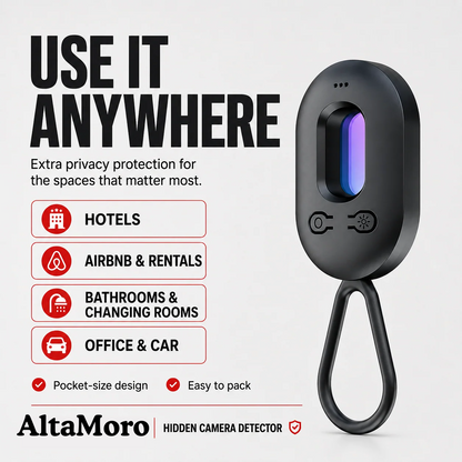 4-in-1 Hidden Camera & GPS Tracker Detector with Vibration Door Alarm – 30H Battery