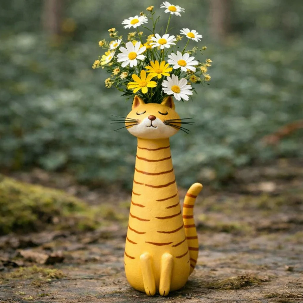 Handmade Quirky Cat Vase for Cute Home Decor