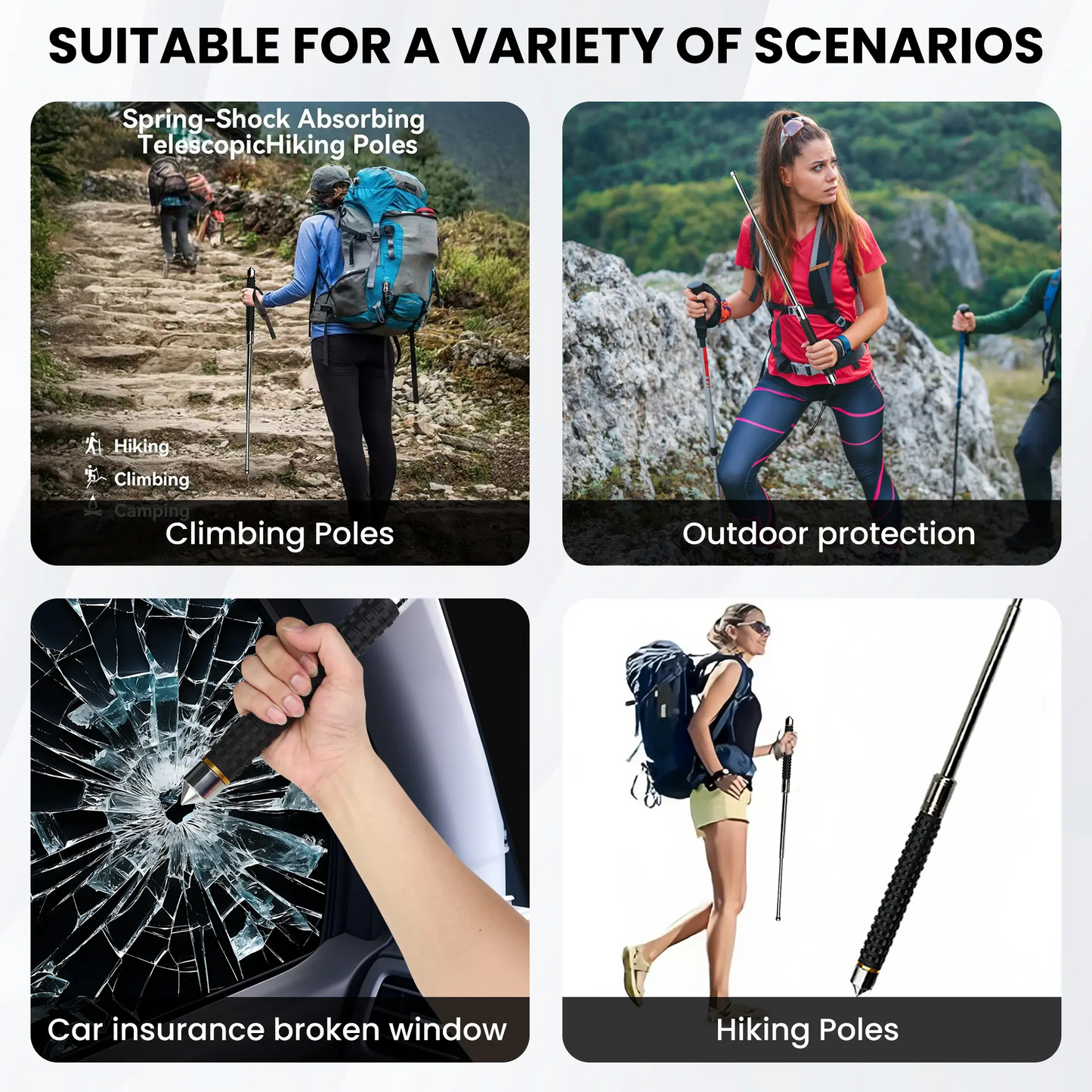 26" Collapsible Trekking Poles – Lightweight, Adjustable & Anti-Slip for Hiking