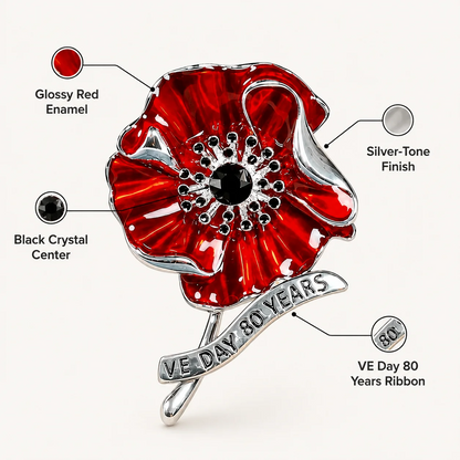 VE Day 80 Poppy Brooch – Limited Edition 80th Anniversary Keepsake