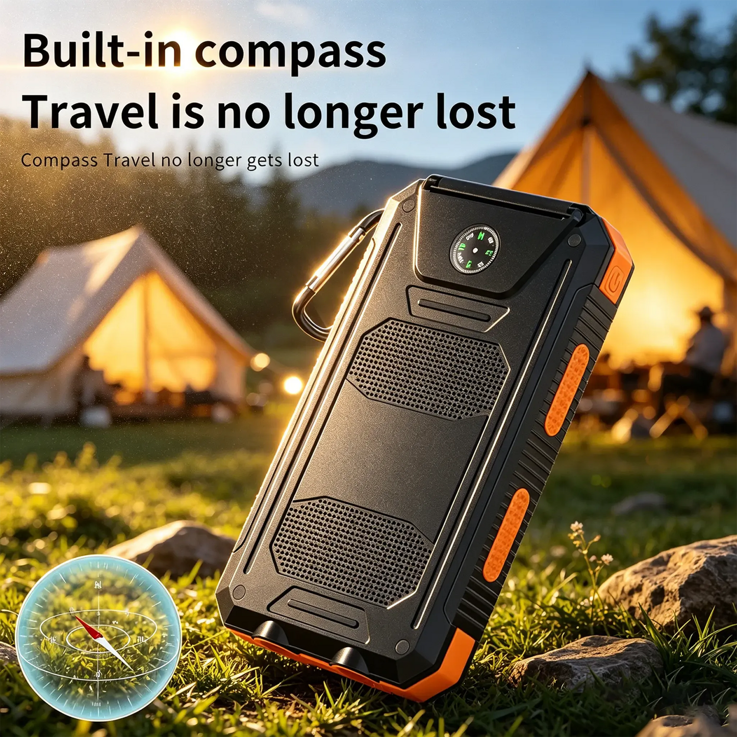 10000mAh Solar Power Bank with Flashlight & Dual USB Charging