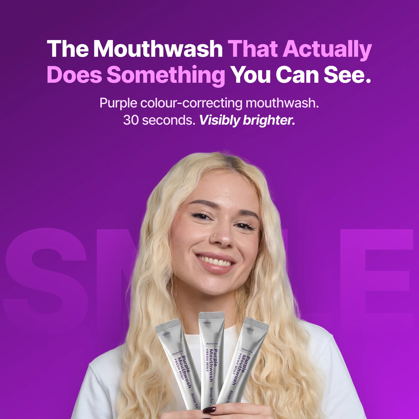 Purple Color-Correcting Rinse: Instant Whitening & Lasting Fresh Breath