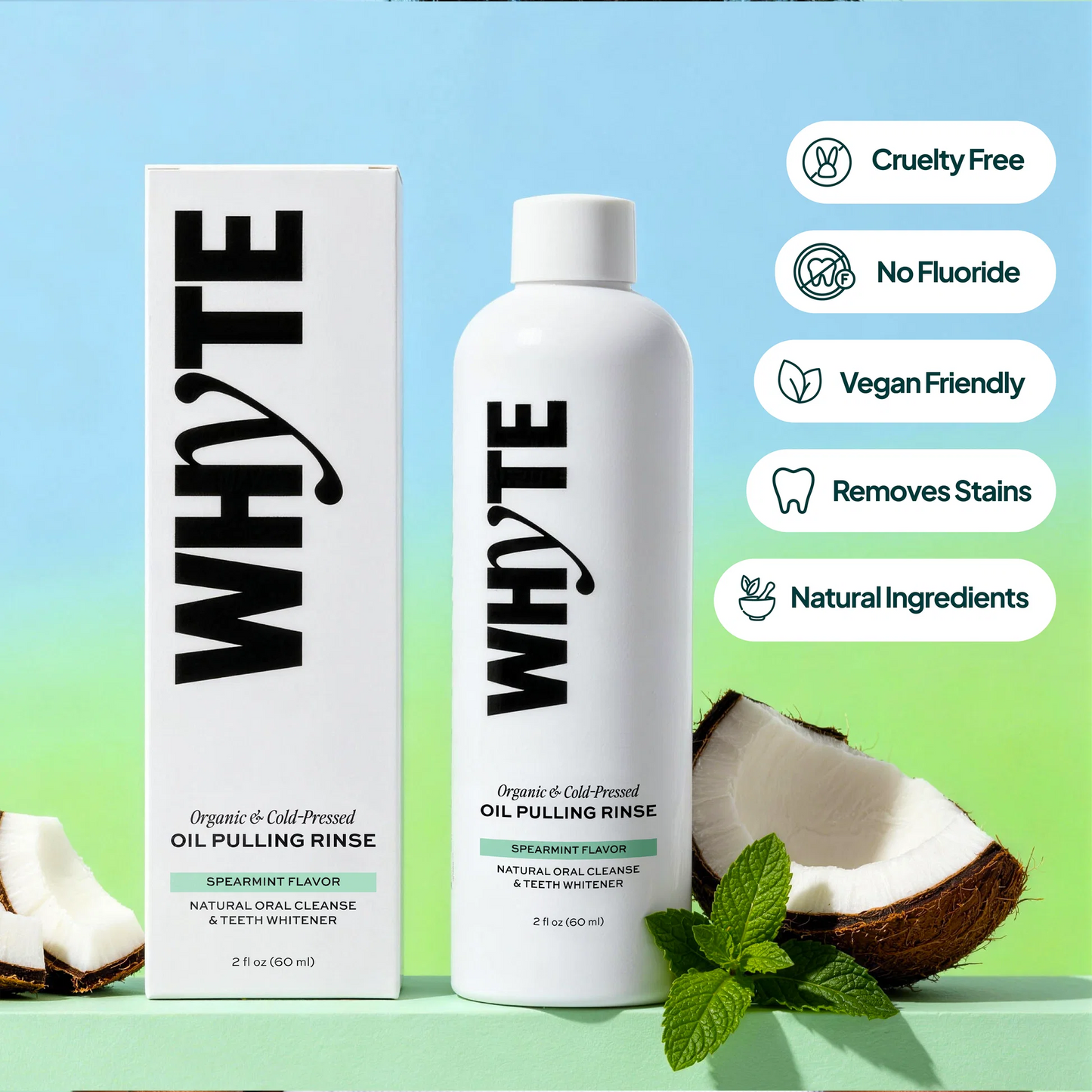 Organic Oil Pulling Mouthwash – Spearmint, Coconut & Clove, 8 fl oz