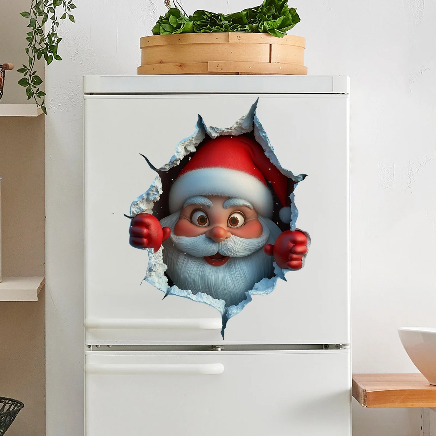 Festive Decor 2-Piece Santa Face Vinyl Stickers