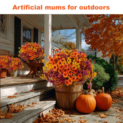 UV-Resistant Silk Daisy Bundles – 8-Pack Autumn Outdoor Decor