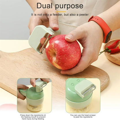 4-in-1 Electric Vegetable Chopper – Wireless Mini Food Processor & Garlic Press