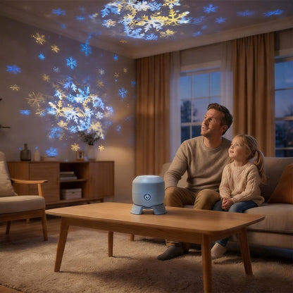 360° Rotating Ocean & Snowflake Projector – 4-Theme LED Aurora Light, USB Rechargeable