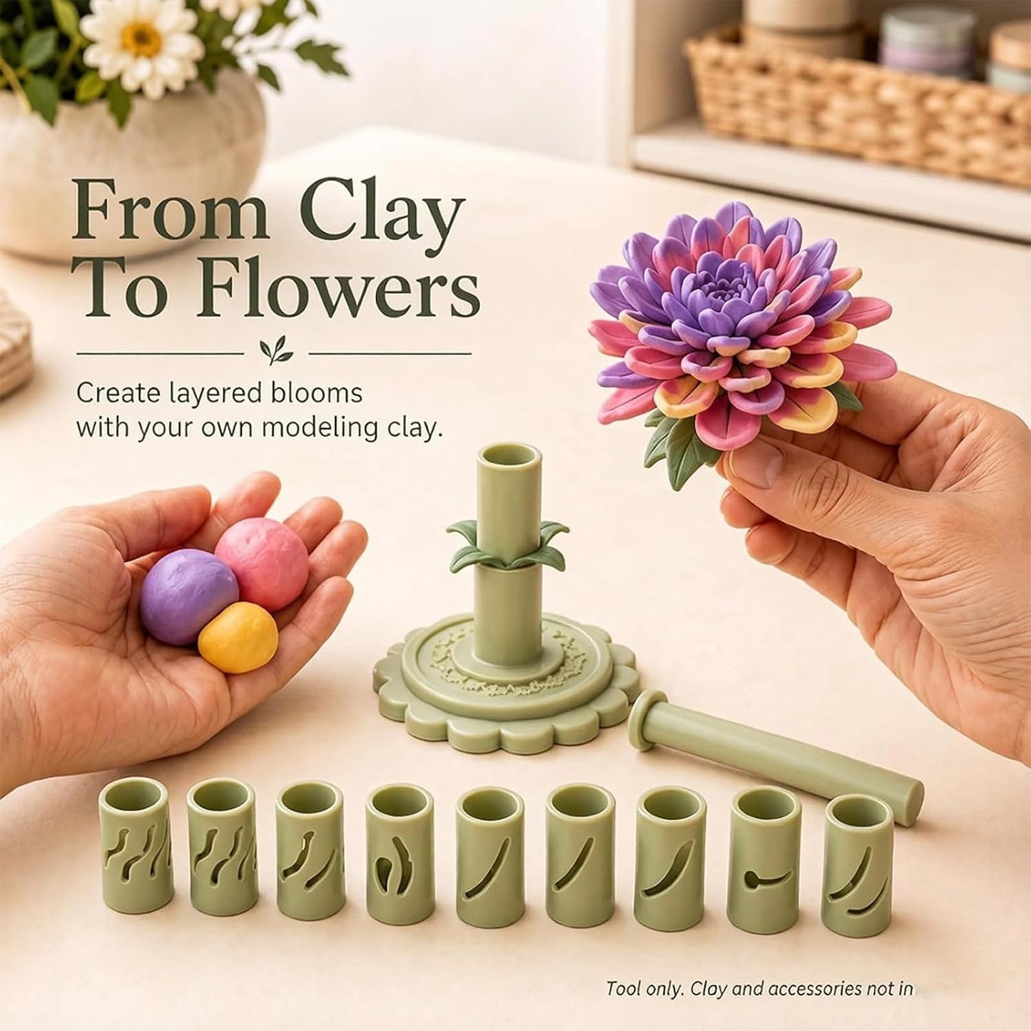 Modular Clay Bloom Maker – DIY Flower Shaper Kit for Polymer & Air-Dry Clay