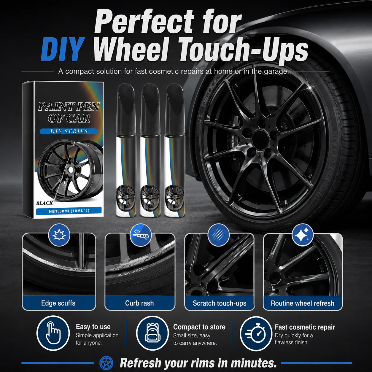 Wheel Scratch Eraser Pen – Instant Rim Repair, Perfect Color Match