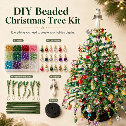 DIY Beaded Christmas Tree Kit – Sparkling Holiday Decoration with Fairy Lights