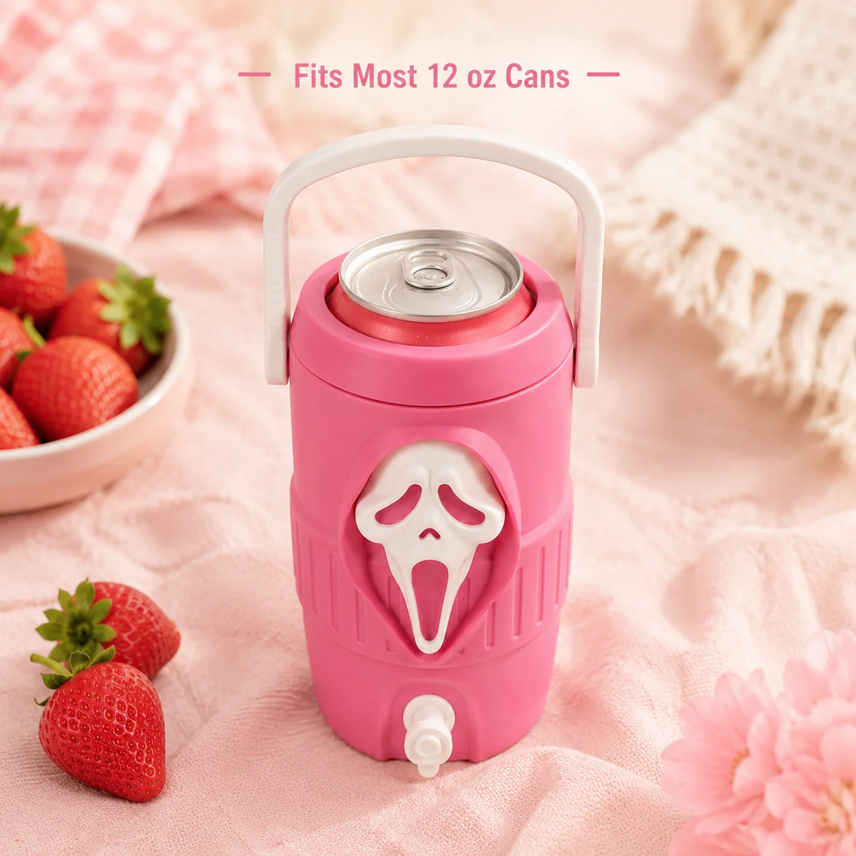 Horror 3D Printed Can Holder – 12oz with Lid, Straw Topper & Opener
