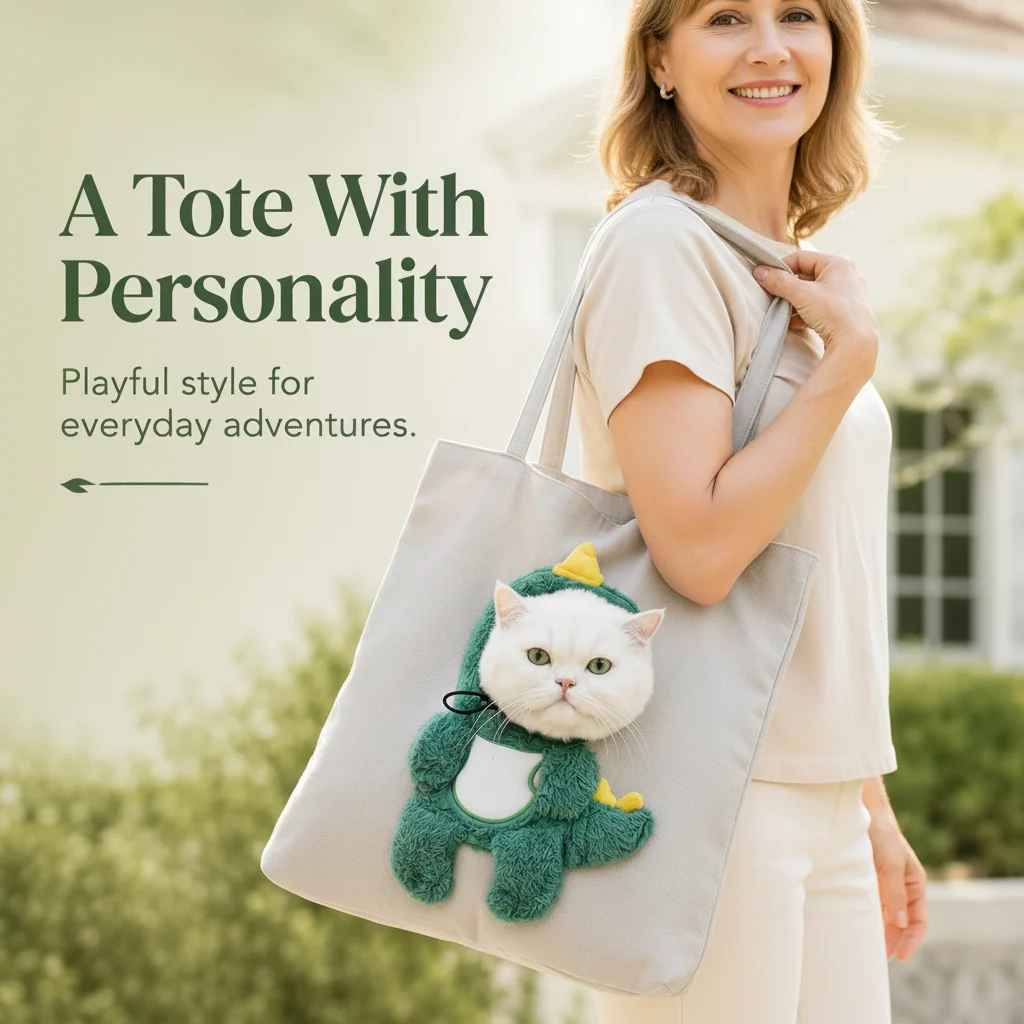Cartoon Character Cat Carrier Tote – Face-Forward Shoulder Bag for Small Pets