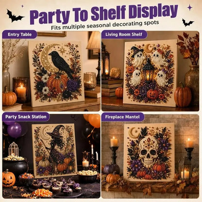 Halloween Pearl Art DIY Kit – 6 Spooky Designs, Shimmering Fall Craft for All Ages