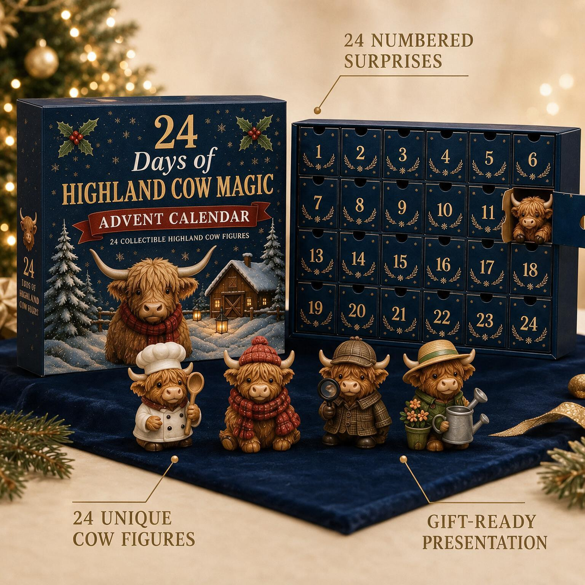 24 Days of Highland Cow Advent Calendar – Collectible Christmas Countdown