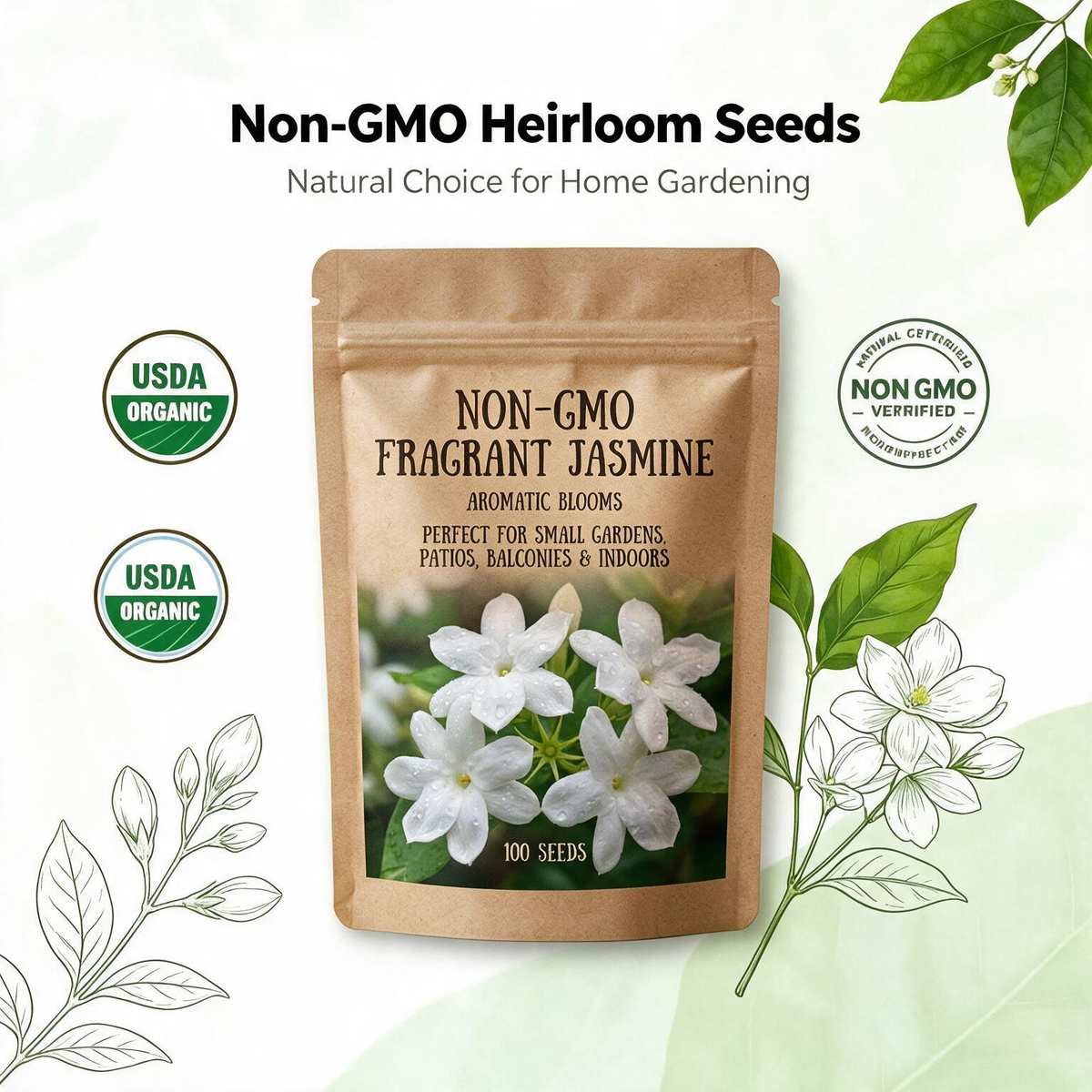 Non-GMO Fragrant Jasmine – Aromatic Blooms for Small Gardens, Patios, Balconies & Indoor