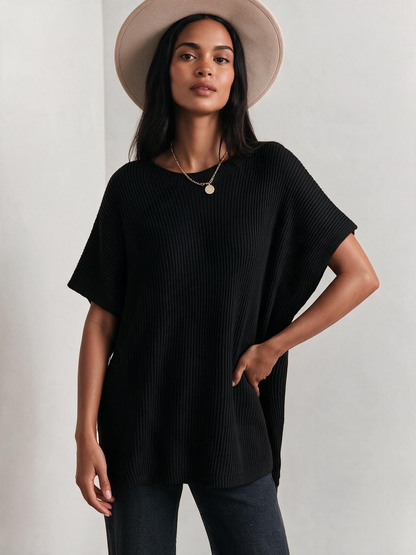 The Liora Crewneck Short-Sleeve Knit Tunic