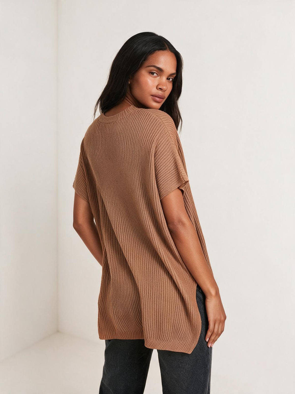 The Liora Crewneck Short-Sleeve Knit Tunic