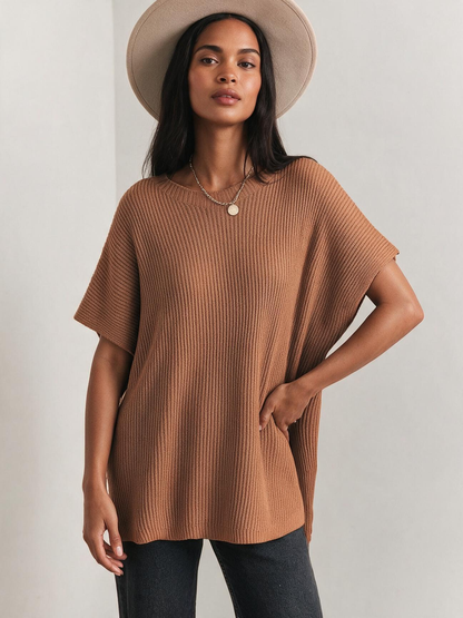 The Liora Crewneck Short-Sleeve Knit Tunic