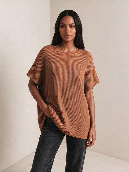 The Liora Crewneck Short-Sleeve Knit Tunic