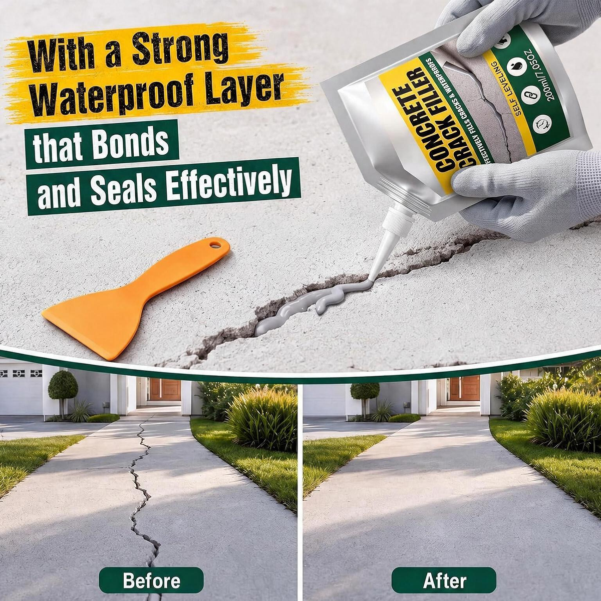 Self-Leveling Crack Sealant – Quick-Dry Concrete Filler for Driveways, Patios & Garages