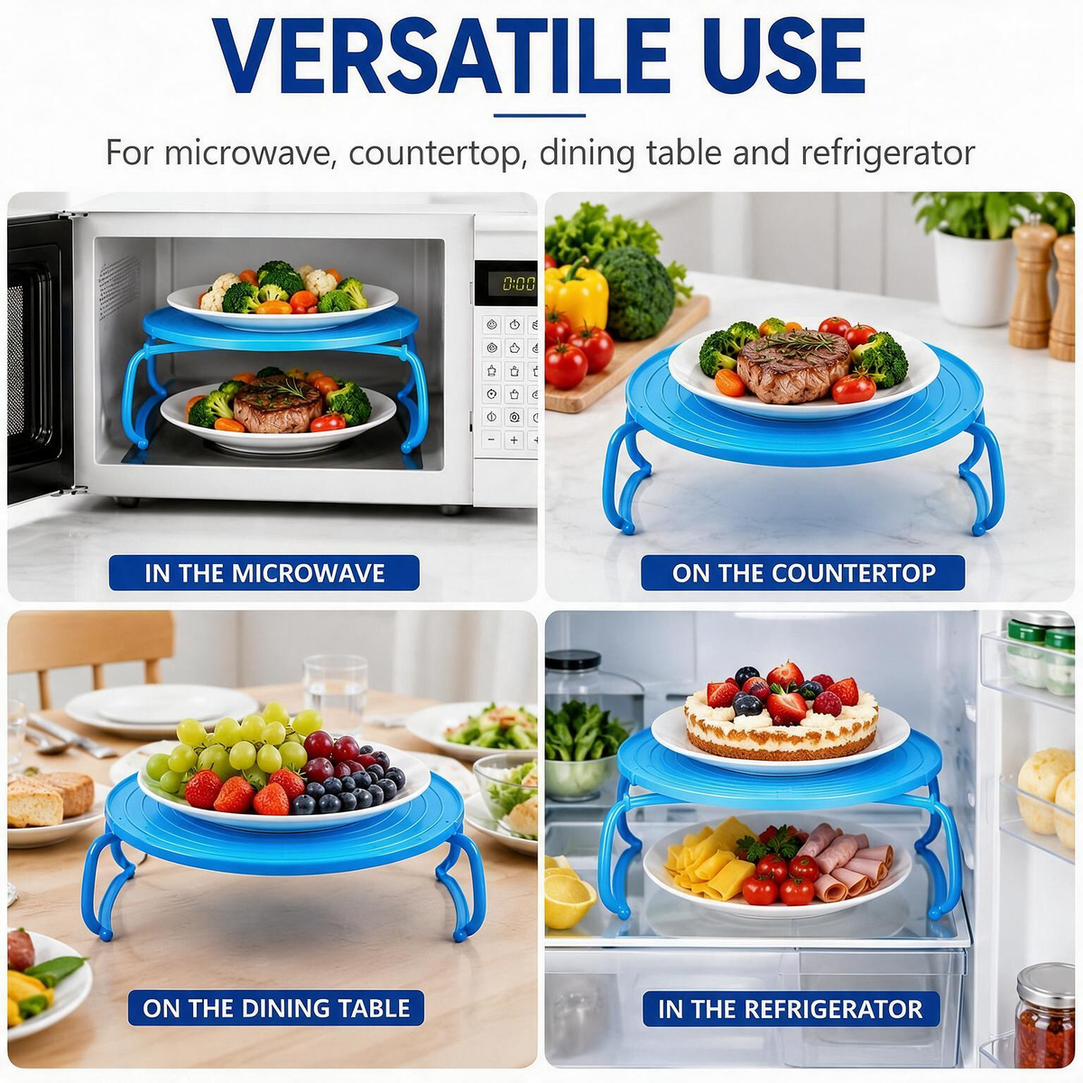 3-in-1 Microwave Plate Stacker with Splatter Cover & Carrying Handles