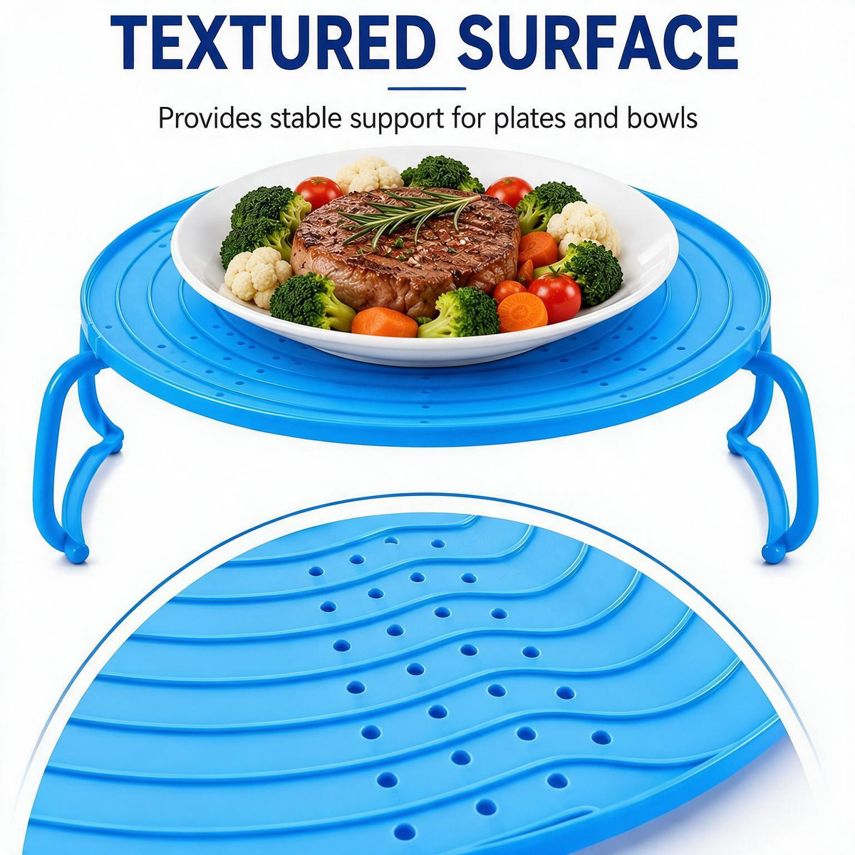 3-in-1 Microwave Plate Stacker with Splatter Cover & Carrying Handles
