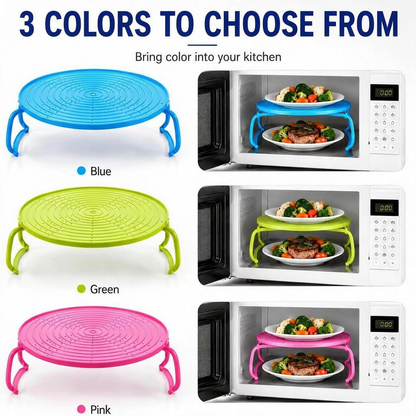 3-in-1 Microwave Plate Stacker with Splatter Cover & Carrying Handles
