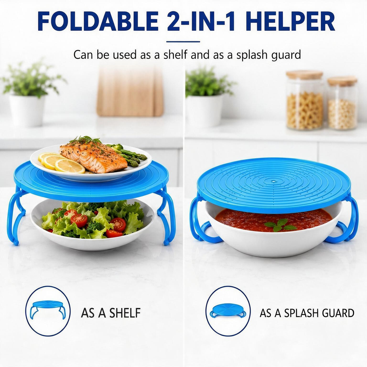 3-in-1 Microwave Plate Stacker with Splatter Cover & Carrying Handles