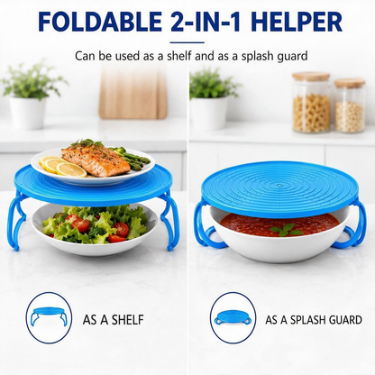 3-in-1 Microwave Plate Stacker with Splatter Cover & Carrying Handles