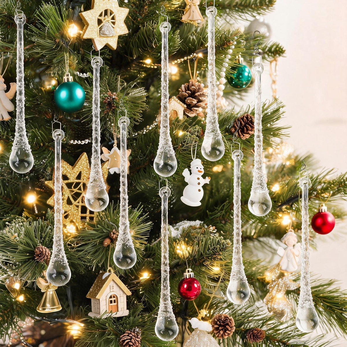6 Pcs Crystal Raindrop Prisms – Magical Christmas & Window Suncatchers
