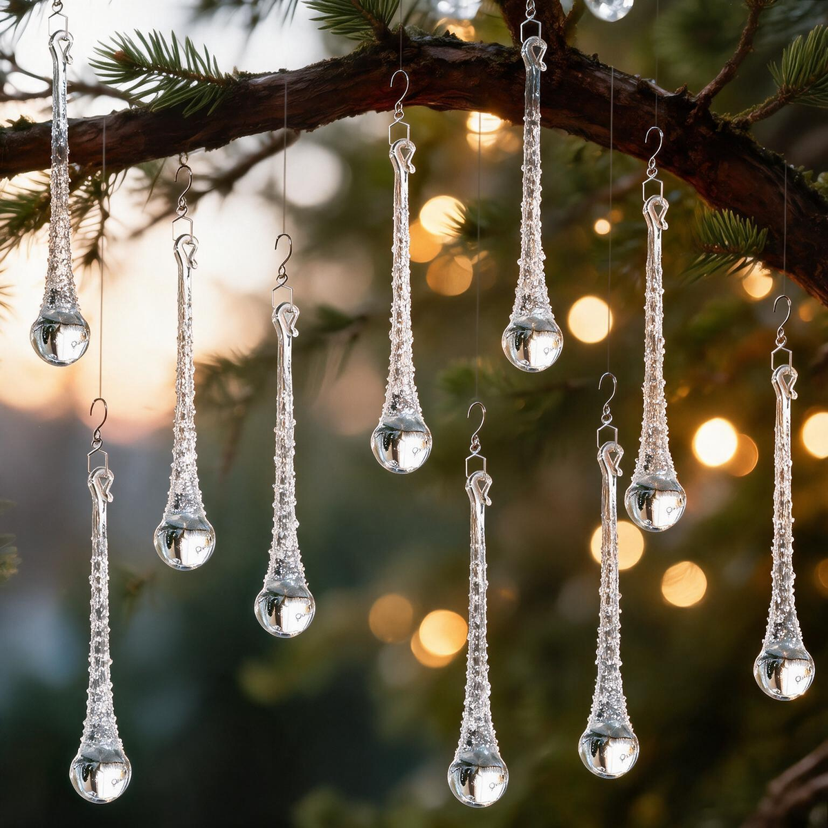 6 Pcs Crystal Raindrop Prisms – Magical Christmas & Window Suncatchers