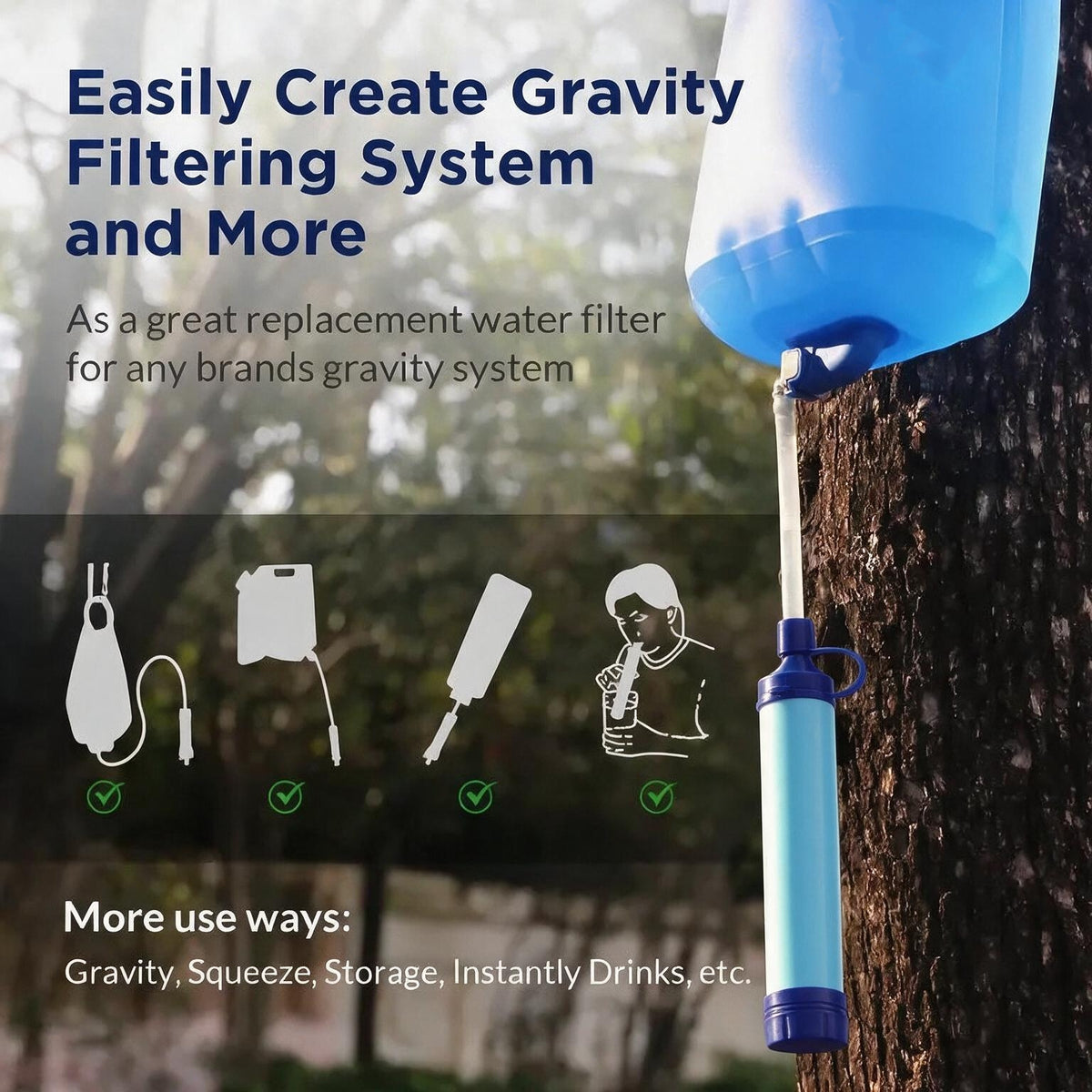Portable Water Filter Straw – NSF Certified Survival Filtration System