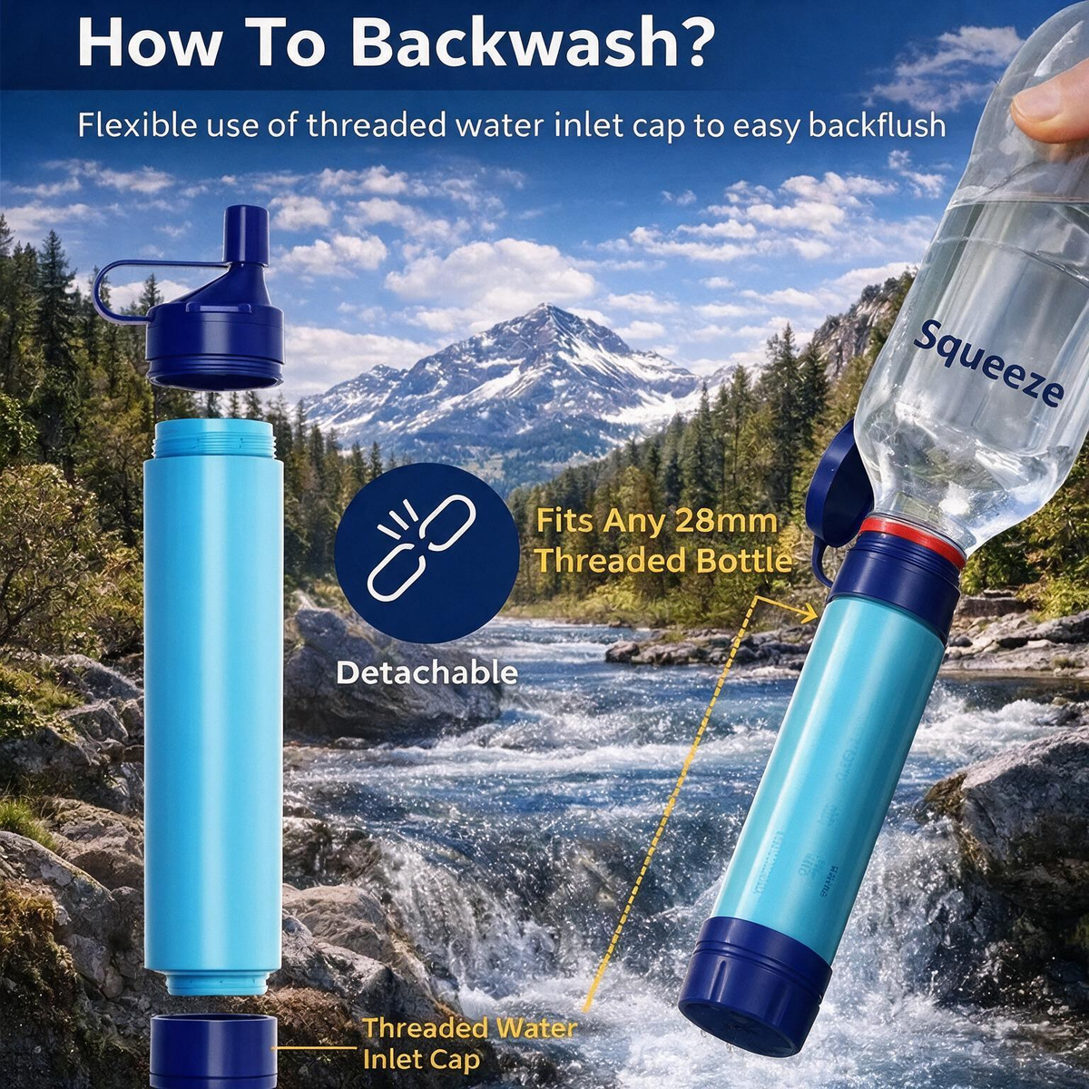 Portable Water Filter Straw – NSF Certified Survival Filtration System